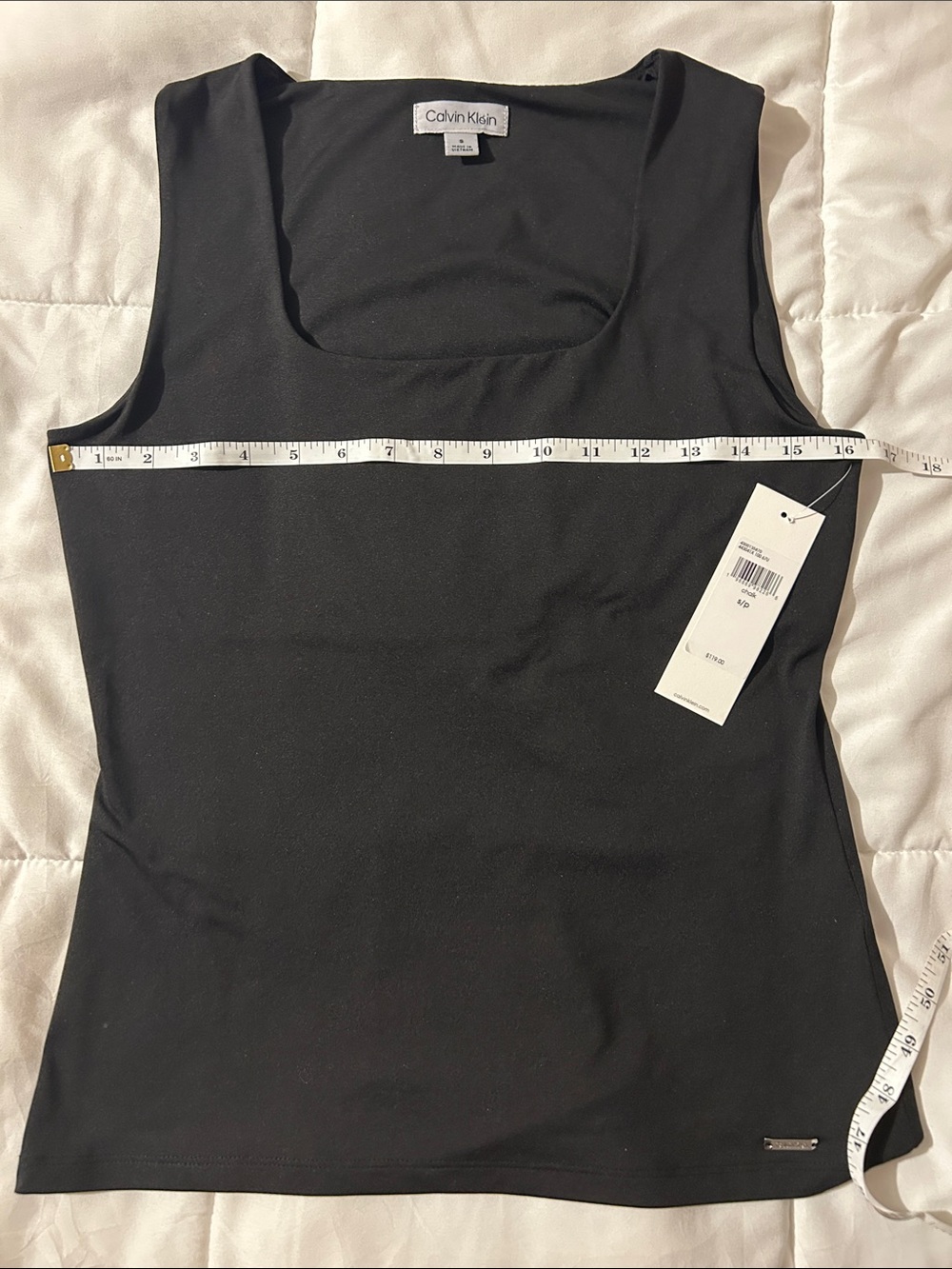 Calvin Klein Black Square-Neck Stretch Tank